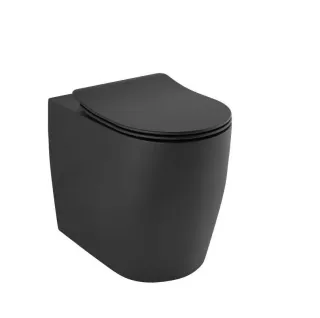 Приставной унитаз Kludi Resa R 23WCB0439 безободковый со смывом торнадо чёрный матовый