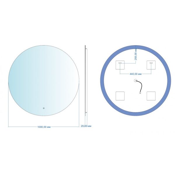 Зеркало с подсветкой Aquanet Смарт 336637 100 см с холодной подсветкой