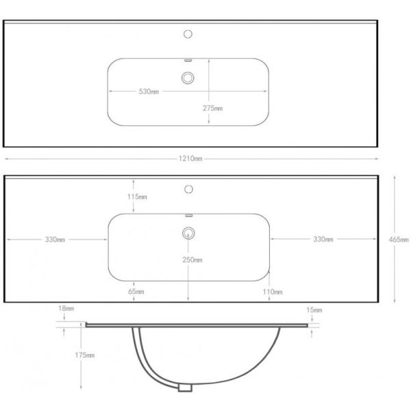 Раковина Aquanet Flat 329258 120 см чёрный матовый