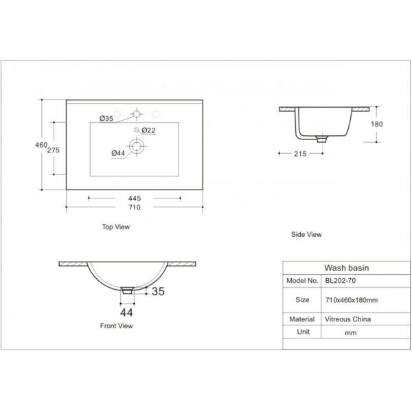 Раковина Aquanet Flow 347430 70 см белый