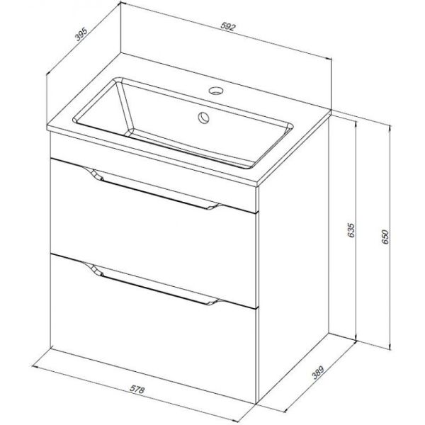 Тумба под раковину Aquanet Практика 347963 60 см белый глянец