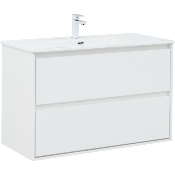 Тумба под раковину Aquanet Милан 336370 100 см белый глянец