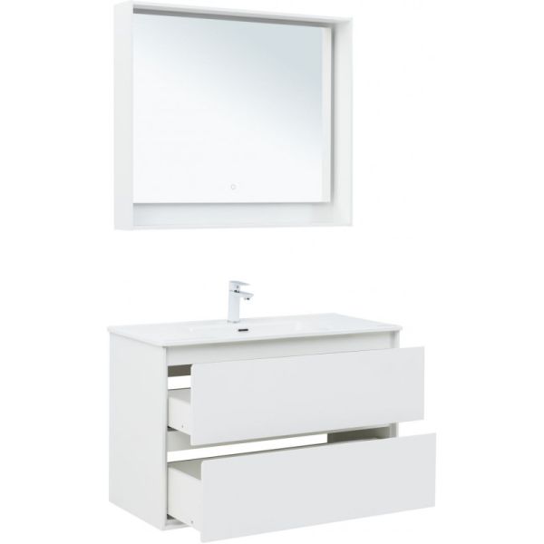 Тумба под раковину Aquanet Милан 336370 100 см белый глянец