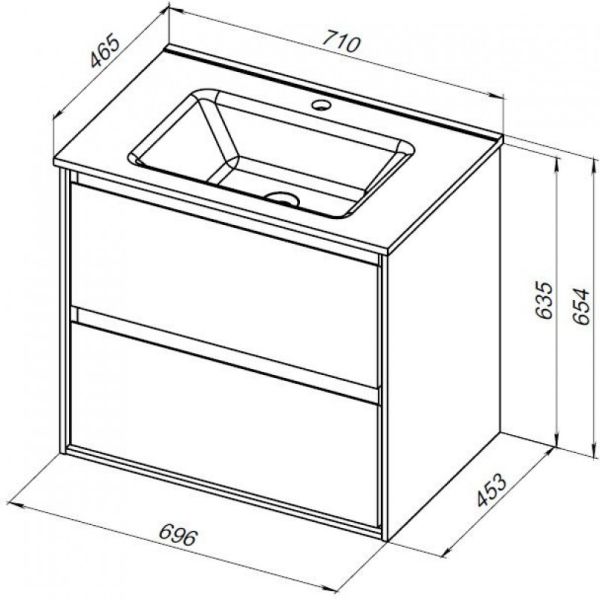 Тумба под раковину Aquanet Милан 336383 70 см дуб светлый