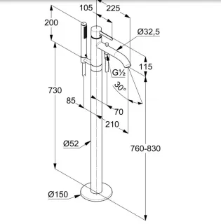 Напольный смеситель для ванны Kludi Nova Fonte 38590N015 брашированное золото