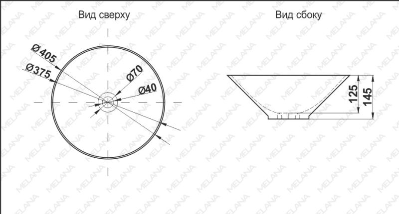 Накладная раковина Melana T4006-B6+B3-806 40см жёлтый/красный