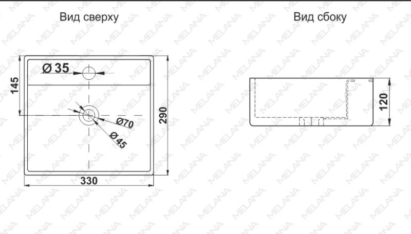 Накладная раковина Melana 7440A-805 33см белый