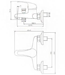 Смеситель для ванны Rossinka Y35-31 Хром