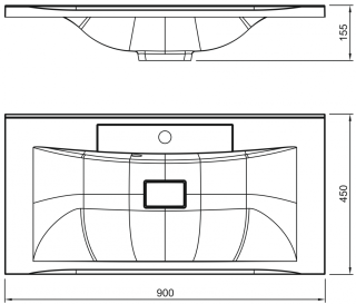 Раковина из искусственного мрамора Art&Max 90см чёрный матовый AM-LAV-900-MR-FP-Nero