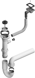 Одинарный сифон Alveus 1130544 с горизонтальным переливом 1XSP 114-HP