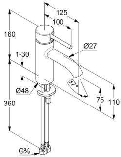 Смеситель для раковины Kludi Bozz чёрный матовый 382723976