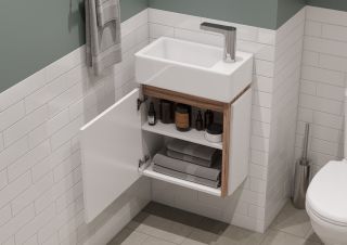 Тумба под раковину Акватон Эклипс М 1A172801EK49L левая 46см эбони светлый