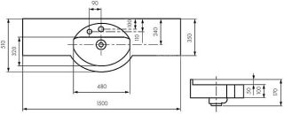Раковина подвесная Акватон Отель 150см белый  1A70133NOT010