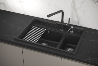 Мойка кухонная Granula Kitchen Space 7302, ЧЁРНЫЙ
