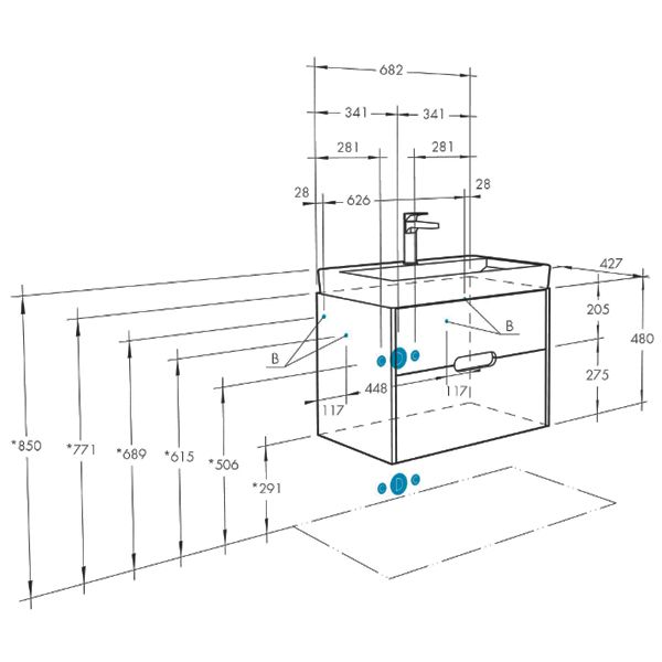 Тумба под раковину Акватон Оливия 70см грей/дуб ойстер 1A254301OLUG0