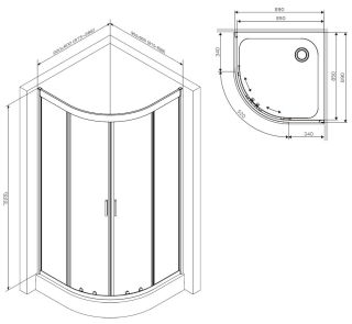 Душевой уголок Am.Pm Gem 90x90см чёрный матовый W90G-401-090BT