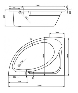 Santek Гоа 150х100 L асимметричная белая 1WH112033
