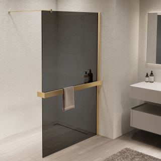 Душевая перегородка Vincea Walk-In VSW-1HR100CGG, 1000*2000, матовый золотой, стекло тонированное