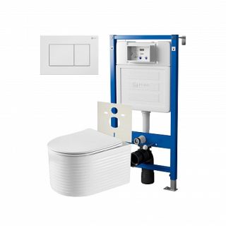 Комплект унитаза с инсталляцией Point Элемент PN48271W с сиденьем Микролифт