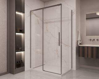 Душевой уголок Vincea Stella VSR-1ST1016CLGM, 1600*1000, вороненая сталь, стекло прозрачное