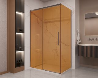 Душевой уголок Vincea Stella VSR-1ST9012GSGM, 1200*900, вороненая сталь, стекло янтарь