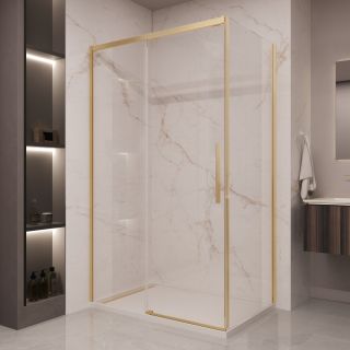 Душевой уголок Vincea Stella VSR-1ST9013CLG, 1300*900, брашированное золото, стекло прозрачное