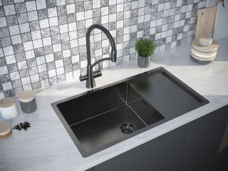 Мойка кухонная Paulmark Gerberg PM217844-GM воронёная сталь