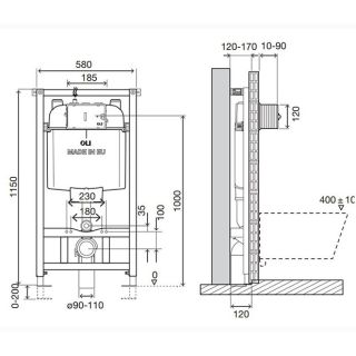 Инсталляция OLI 74 (0580*1150*0120), механическая, OLI