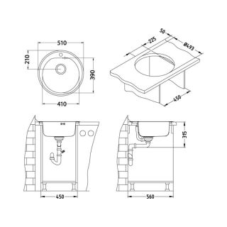 Кухонная мойка Alveus 1070808 Form Monarch 30 Gold-90 Fi 51x51