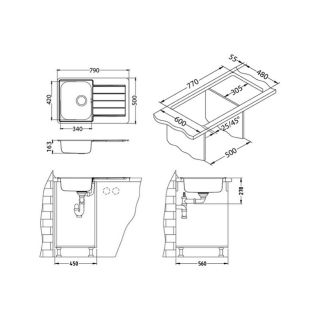 Кухонная мойка Alveus 1076801 Line 80 -Lei-90 79x50