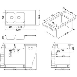 Кухонная мойка Alveus 1130474 Classic Pro 100 Sat-90 120x60