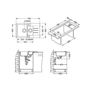 Кухонная мойка Alveus 1090953 Rock 70 Granital Terra-G22 78x48