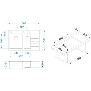 Кухонная мойка Alveus 1099642 Crystalix 20 белая 86x54 левая