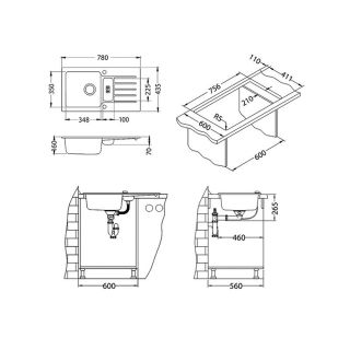 Кухонная мойка Alveus 1089487 Niagara 70 Granital Carbon-G91 78x43.5