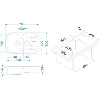 Кухонная мойка Alveus 1102730 Wave 30 черная 76x50