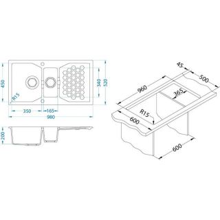 Кухонная мойка Alveus 1108023 Sensual 70 Granital+ Pebble-G02M 98x52