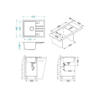 Кухонная мойка Alveus 1117039 Intermezzo 30 Granital Beige-G55 62x80