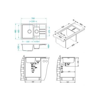 Кухонная мойка Alveus 1117051 Intermezzo 70 Granital Arctic-G11 78x48