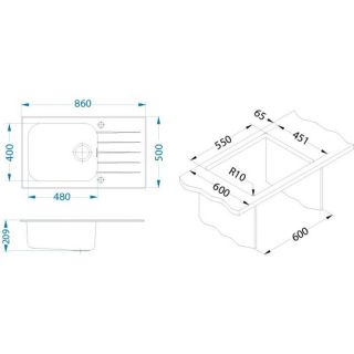Кухонная мойка Alveus 1123645 Glassix Up 40 черная 86x50