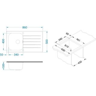 Кухонная мойка Alveus 1123820 Glassix Up 10 черная 86x50