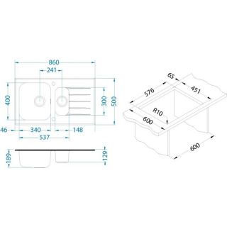 Кухонная мойка Alveus 1123822 Glassix Up 20 белая 86x50