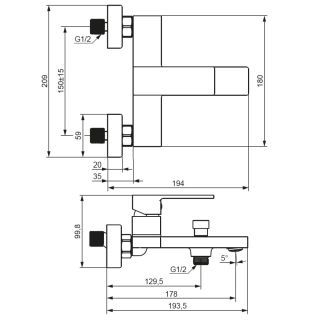 Смеситель для ванны и душа Damixa Gala 531000300 черный