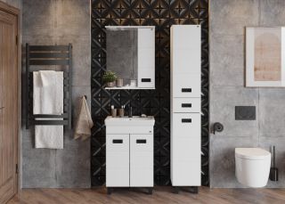 Шкаф-зеркало с подсветкой Onika Балтика Black 205846 правый 58см белый