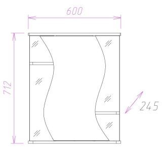 Шкаф-зеркало с подсветкой Onika Лилия 206012 правый 60см белый