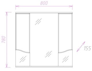 Шкаф-зеркало с подсветкой Onika Арно-Классик 208085 80см белое дерево