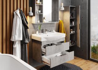 Шкаф-зеркало Onika Девис 208093 80см бетон чикаго