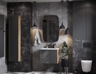 Зеркальный шкаф Акватон Сохо 60см левый графит 1A258302AJA0L