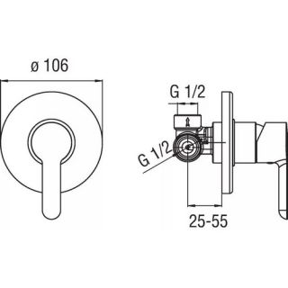 Смеситель Nobili AB87108CR для душа встраиваемый