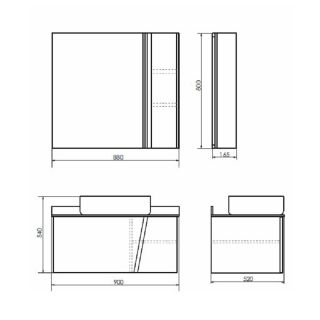 COMFORTY Тумба-умывальник Эдинбург-90 бетон светлый с черной столешницей