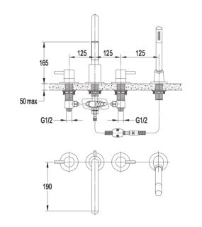 Смеситель на борт ванны Omnires Y золото Y1232GL